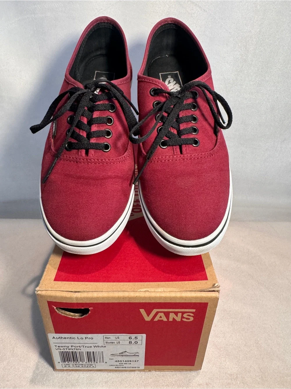 Vans Authentic Lo Pro Canvas Sneakers - Burgundy with Black Laces